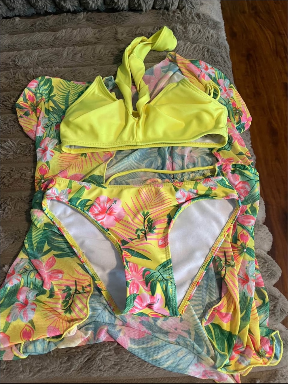 Yellow Tropical Floral Bikini Set